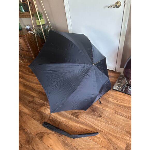 Black Vintage Schertz Umbrella Wood Handle Parasol Metal Tip Case - Picture 2 of 15